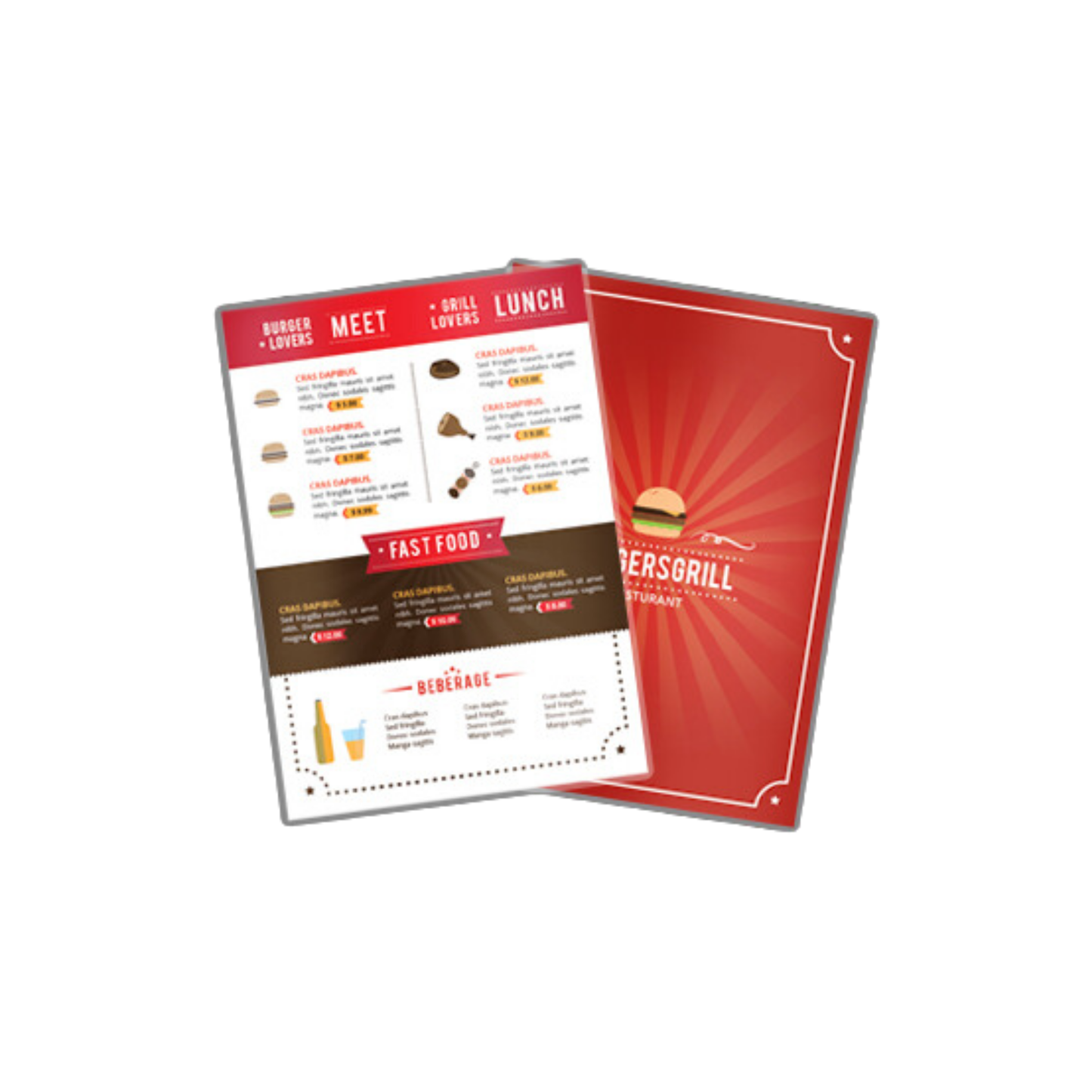 Laminated Menu Card