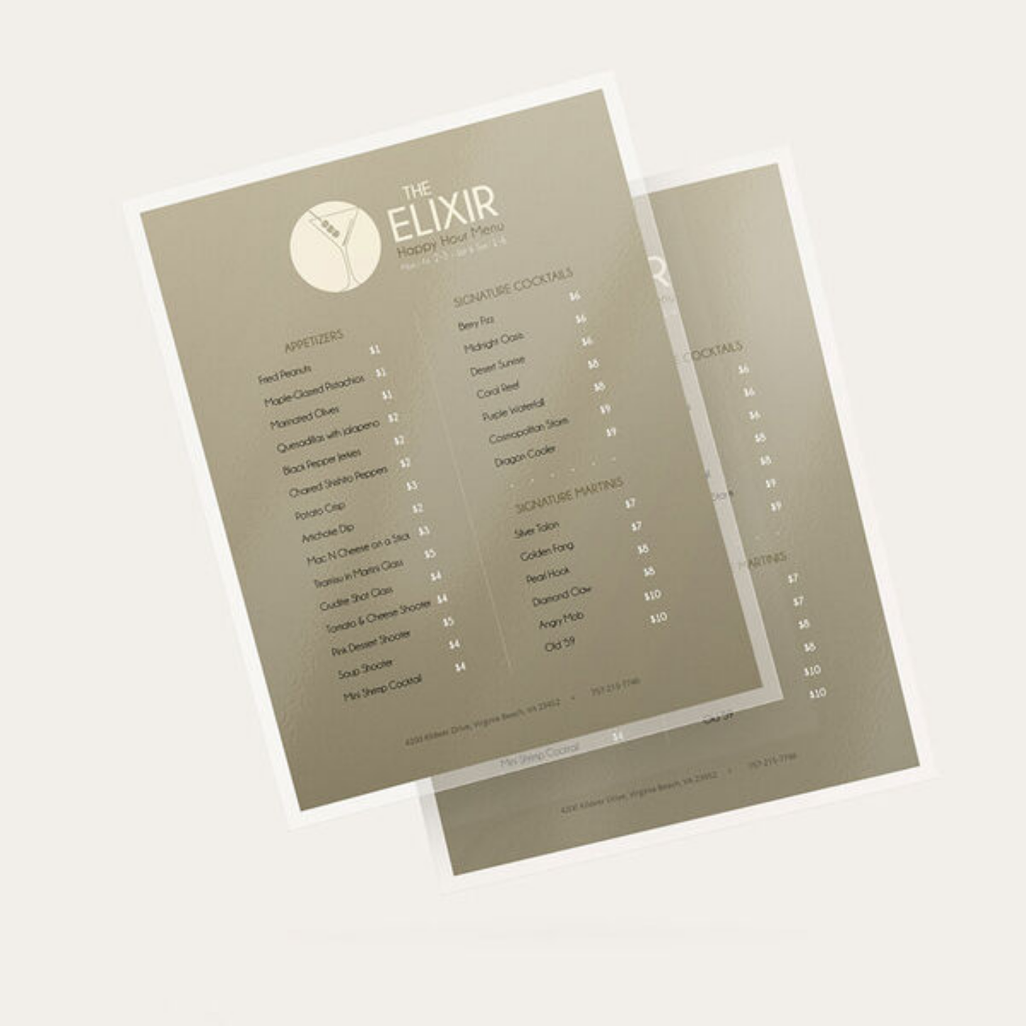 Laminated Menu Card