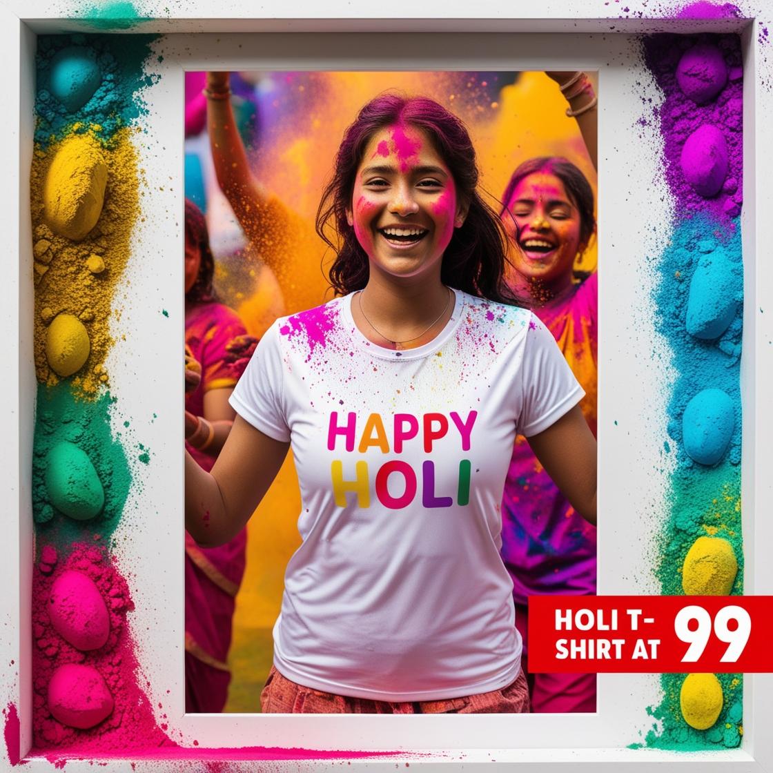 Printed Holi T-shirt (white)