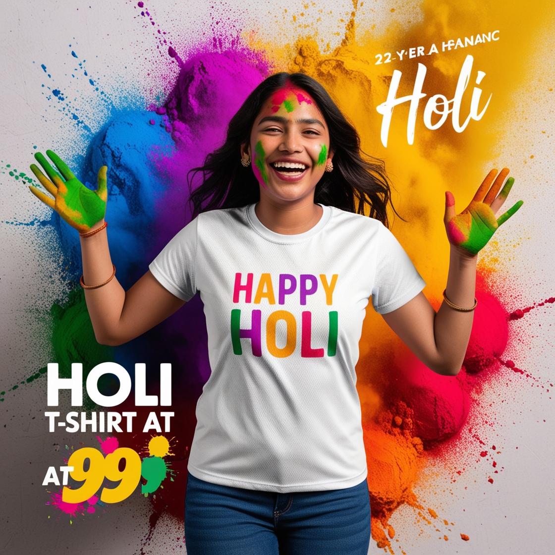 Printed Holi T-shirt (white)